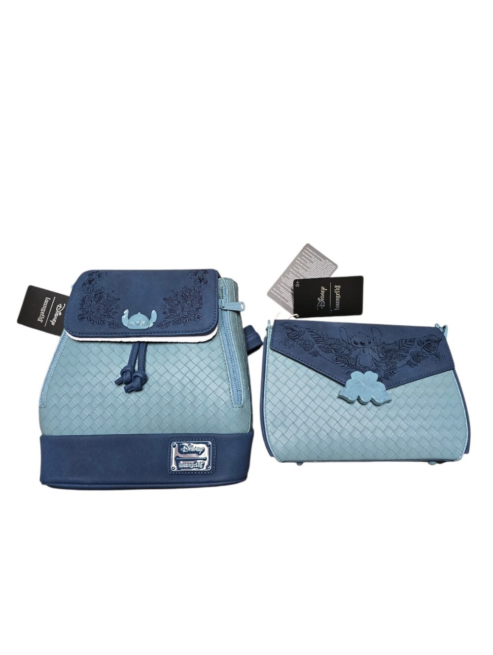 2pc Loungefly Disney Lilo & Stitch - Embroidered Floral Drawstring Mini Backpack